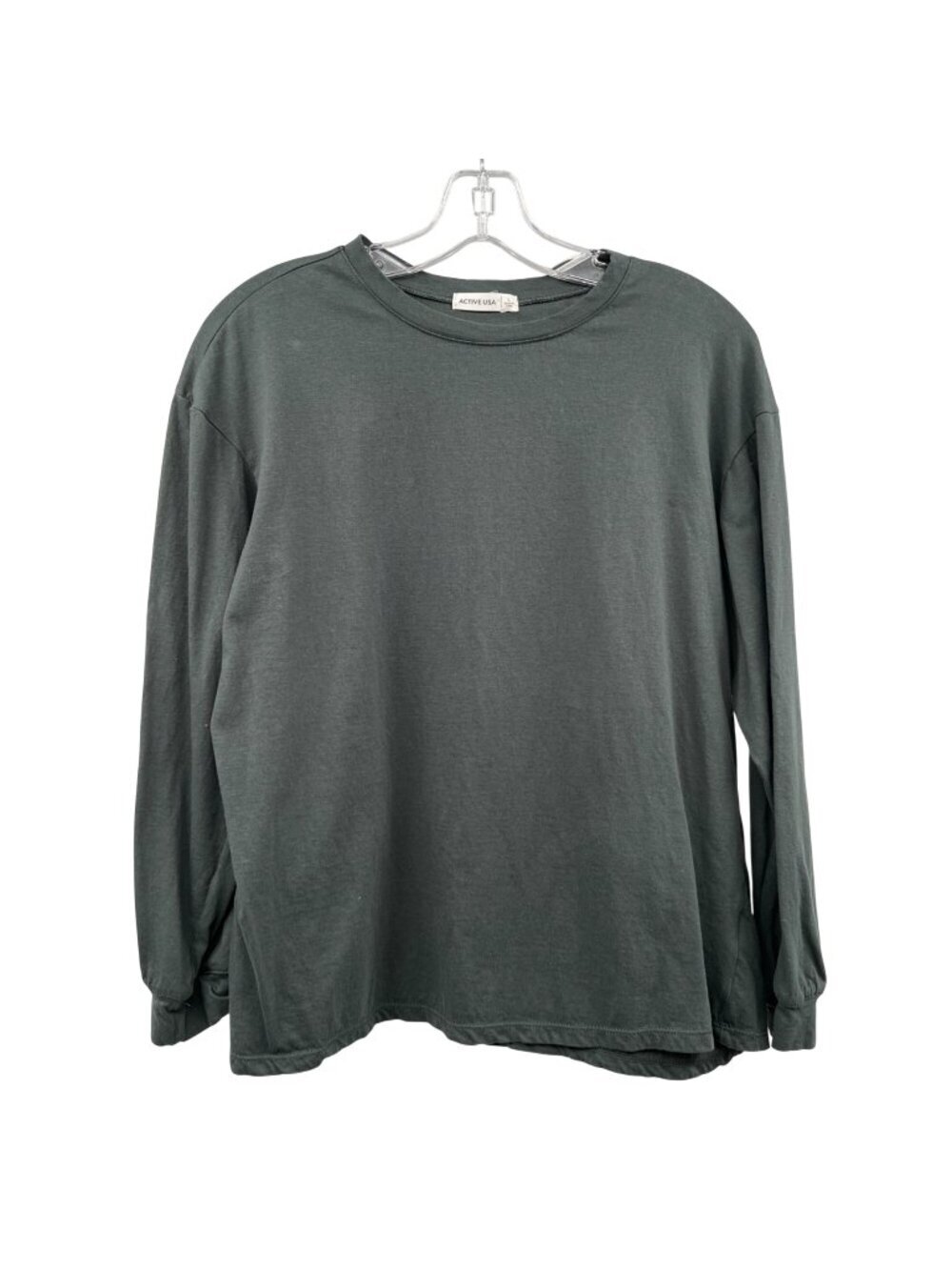 Active USA Womens Long Sleeve Tee Green Size Large